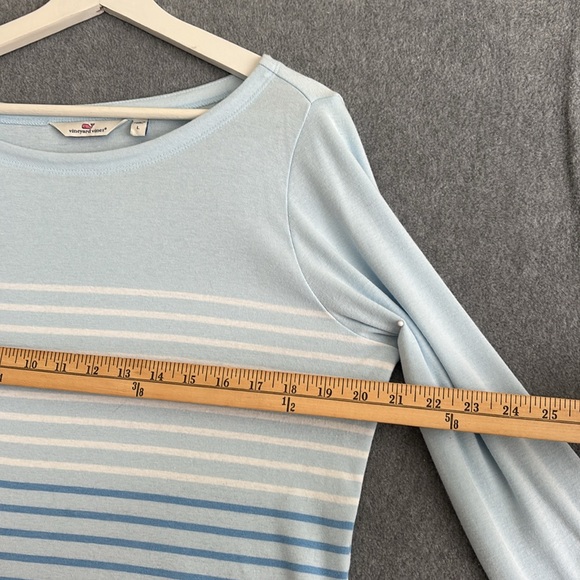 NEW Vineyard Vines Womens Striped
Boatneck Long Sleeve T-Shirt L Sky Blue - Picture 6 of 8
